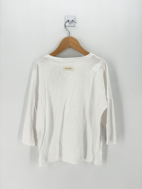 Shaebu - T-shirt blanc basic manches 3/4 T.8 ans
