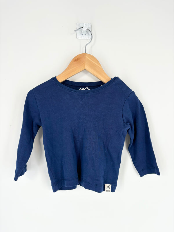 Zara - T-shirt bleu marine ML T.9/12 mois