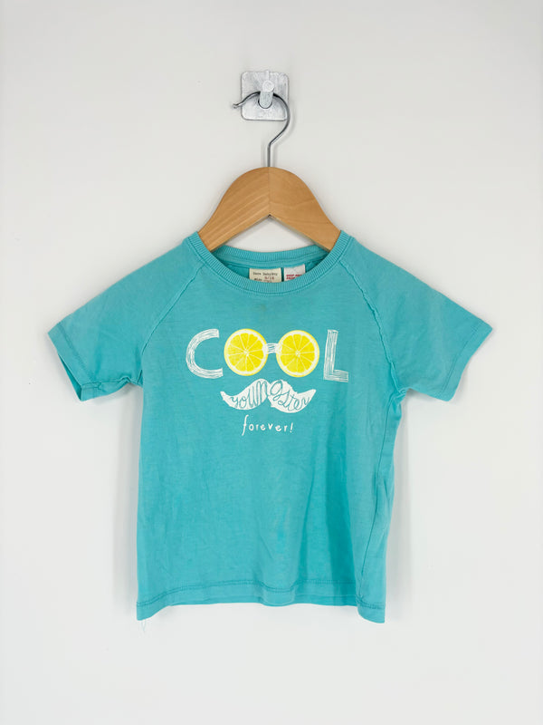 Zara - T-shirt bleu cool citron T.9/12 mois