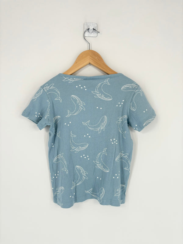 Zara - T-shirt bleu baleines MC T.6/7 ans