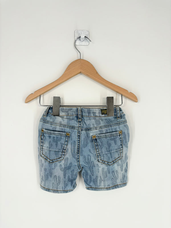 Zara - Short en jean bleu cactus T.9/12 mois
