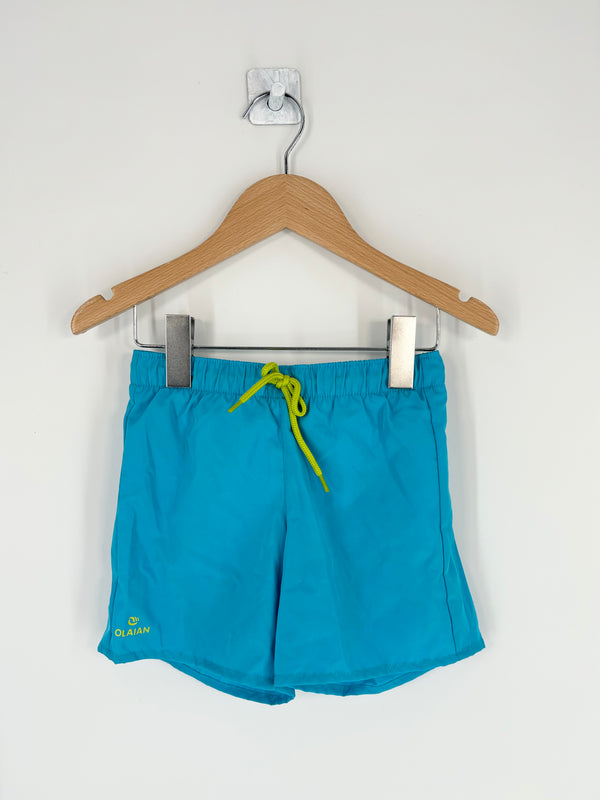 Olaian - Short de bain bleu cordon vert T.5/6 ans