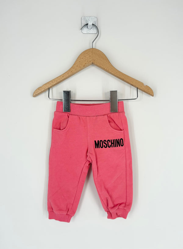 Moschino - Jogging rose logo noir T.6/9 mois