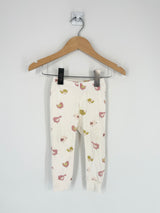 Zara - Pantalon pyjama blanc oiseaux roses vert T.12/18 mois