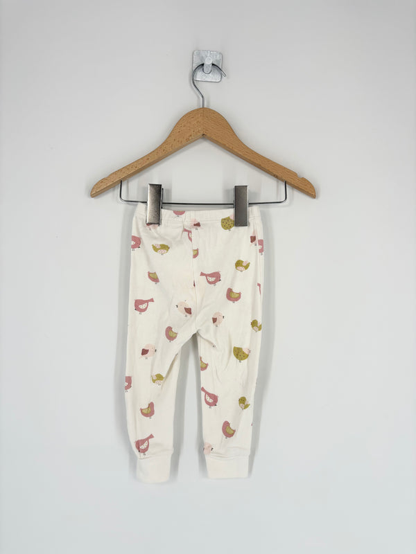Zara - Pantalon pyjama blanc oiseaux roses vert T.12/18 mois