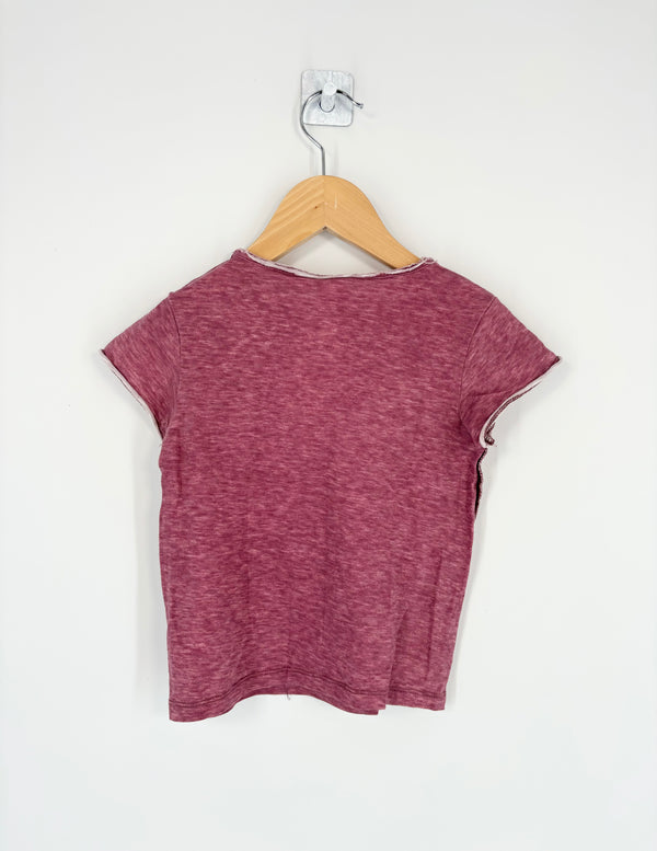 Zara - T-shirt rose foncé delavé manches courtes T.18/24mois
