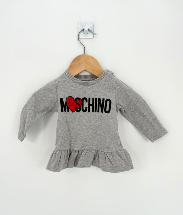 Moschino - Tunique grise logo coeur rouge T.6 mois