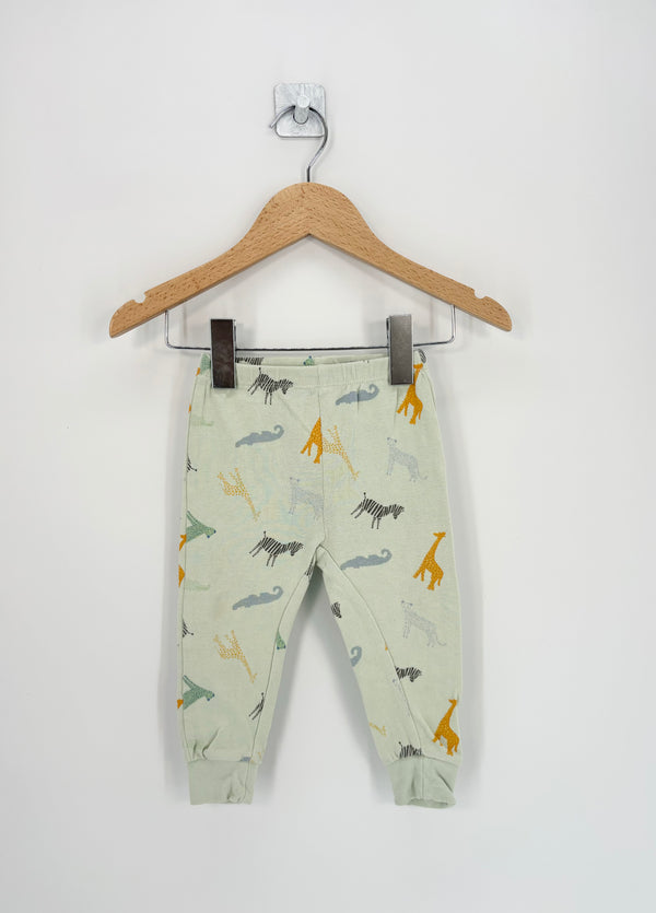 Zara - Pantalon pyjama vert motif savane T.12/18 mois
