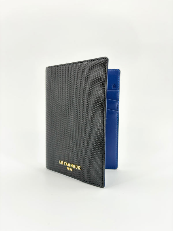 Le Tanneur - Porte passeport cuir noir interieur bleu