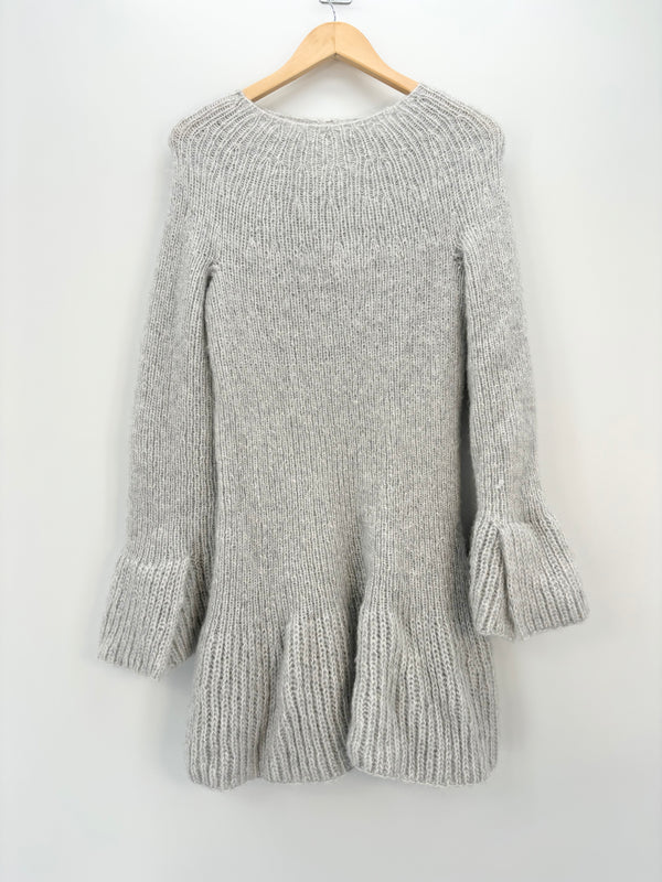 The Knotty Ones - Robe pull maille grise courte T.S