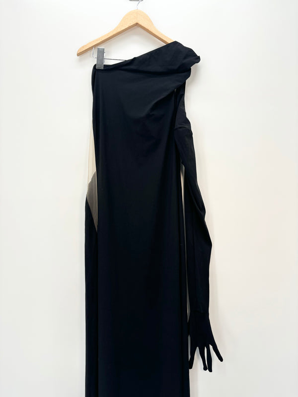 Room 24 - Robe asymétrique noire tulle gant neuf T.S