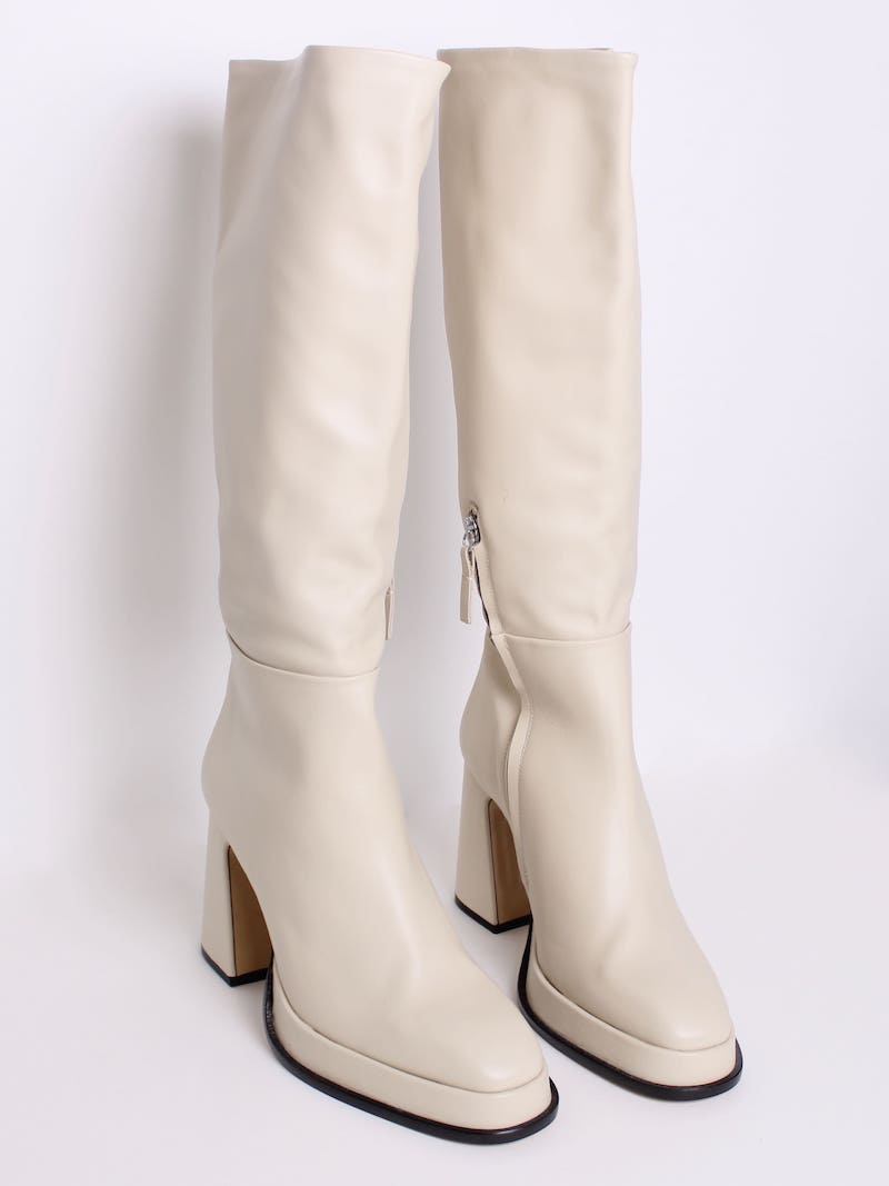 Souliers Martinez - Bottes à talons cuir beige T.41