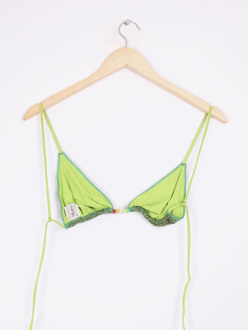 Blusha - Haut de bikini paillettes vertes à perles T.40
