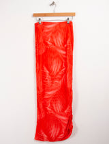 Cannari Concept - Jupe rouge tulle motif feuille T.38