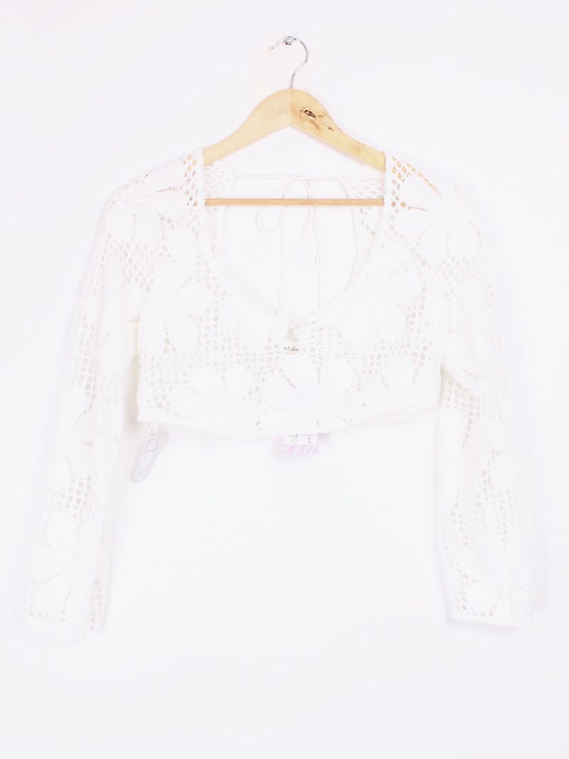 For Love & Lemons - Haut blanc crochet fleurs T.S