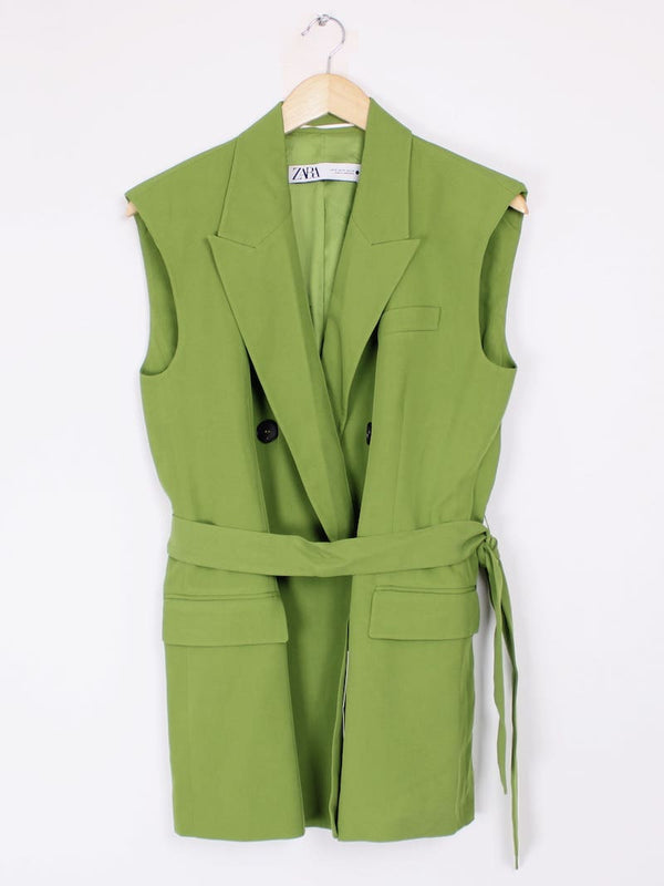 Zara - Robe blazer sans manche vert fluo T.M
