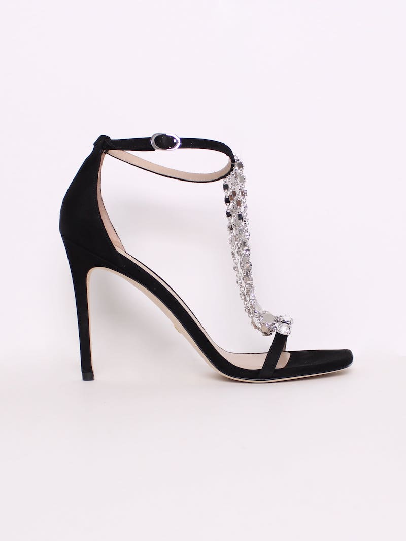 Stuart Weitzman - Escarpins noirs chainettes strass T.40