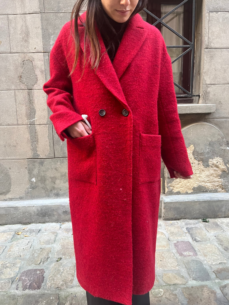 BA&SH - Manteau rouge en laine