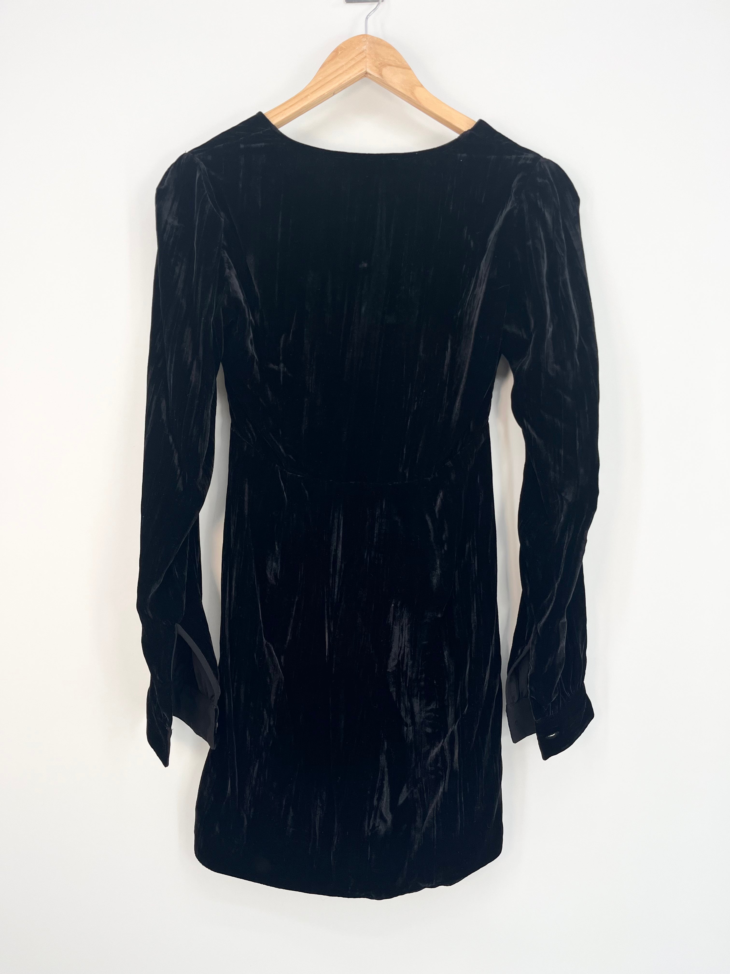 Michael Kors - Robe courte manches longues noires velours T.S