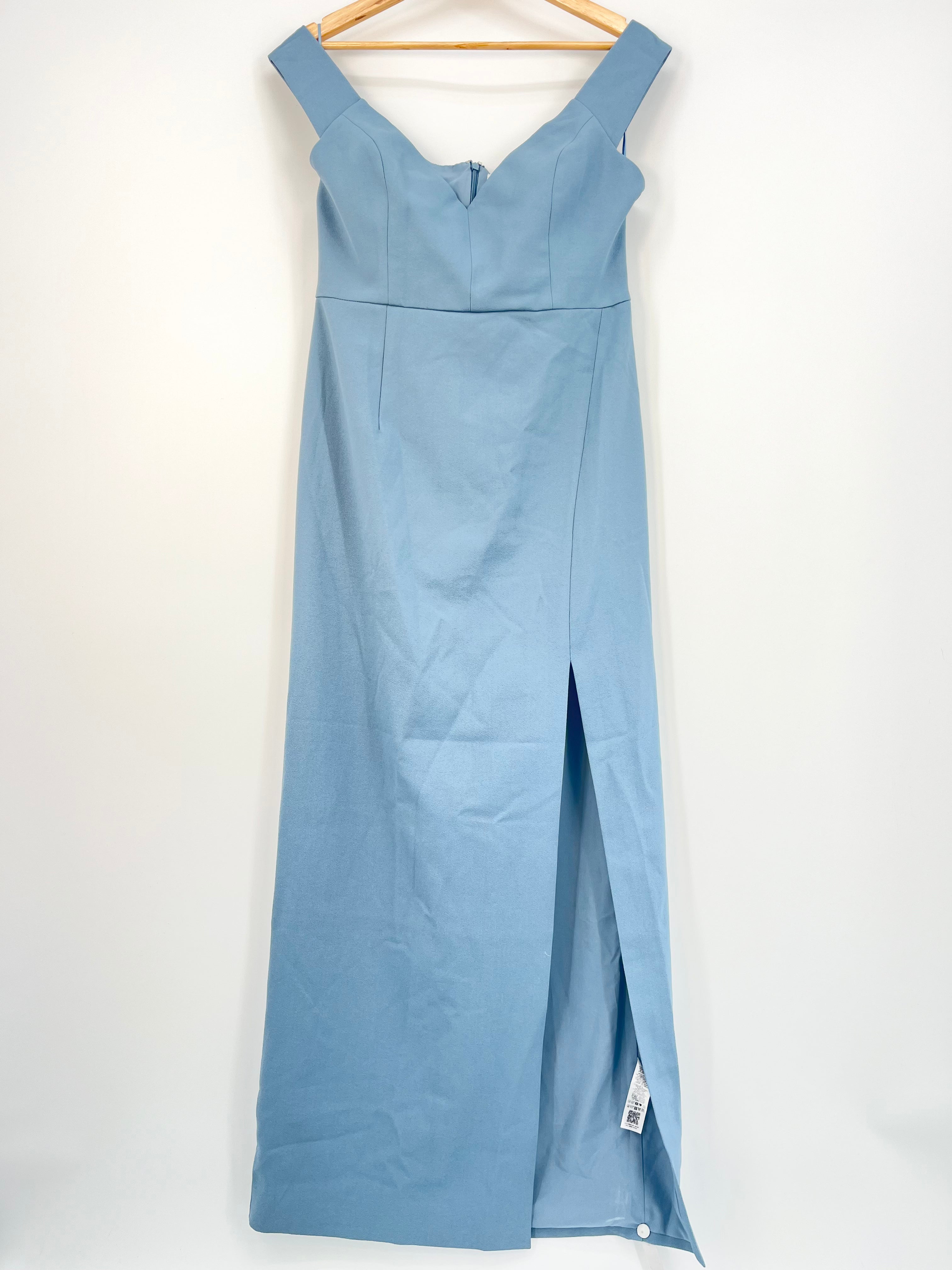 Asos Design - Robe bleu décolleté fendue V T.42