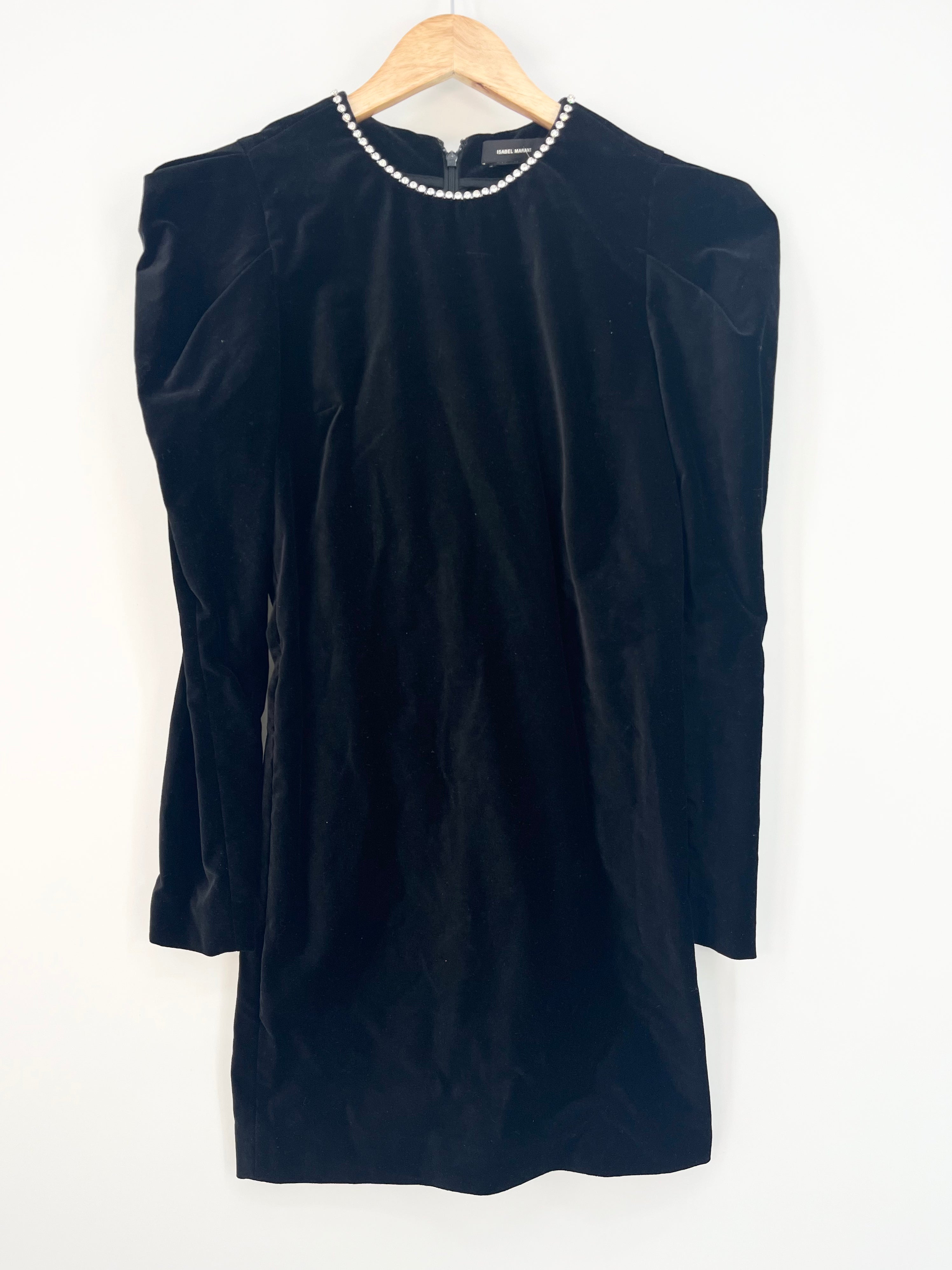 Isabel Marant - Robe velours noir col strass T.36