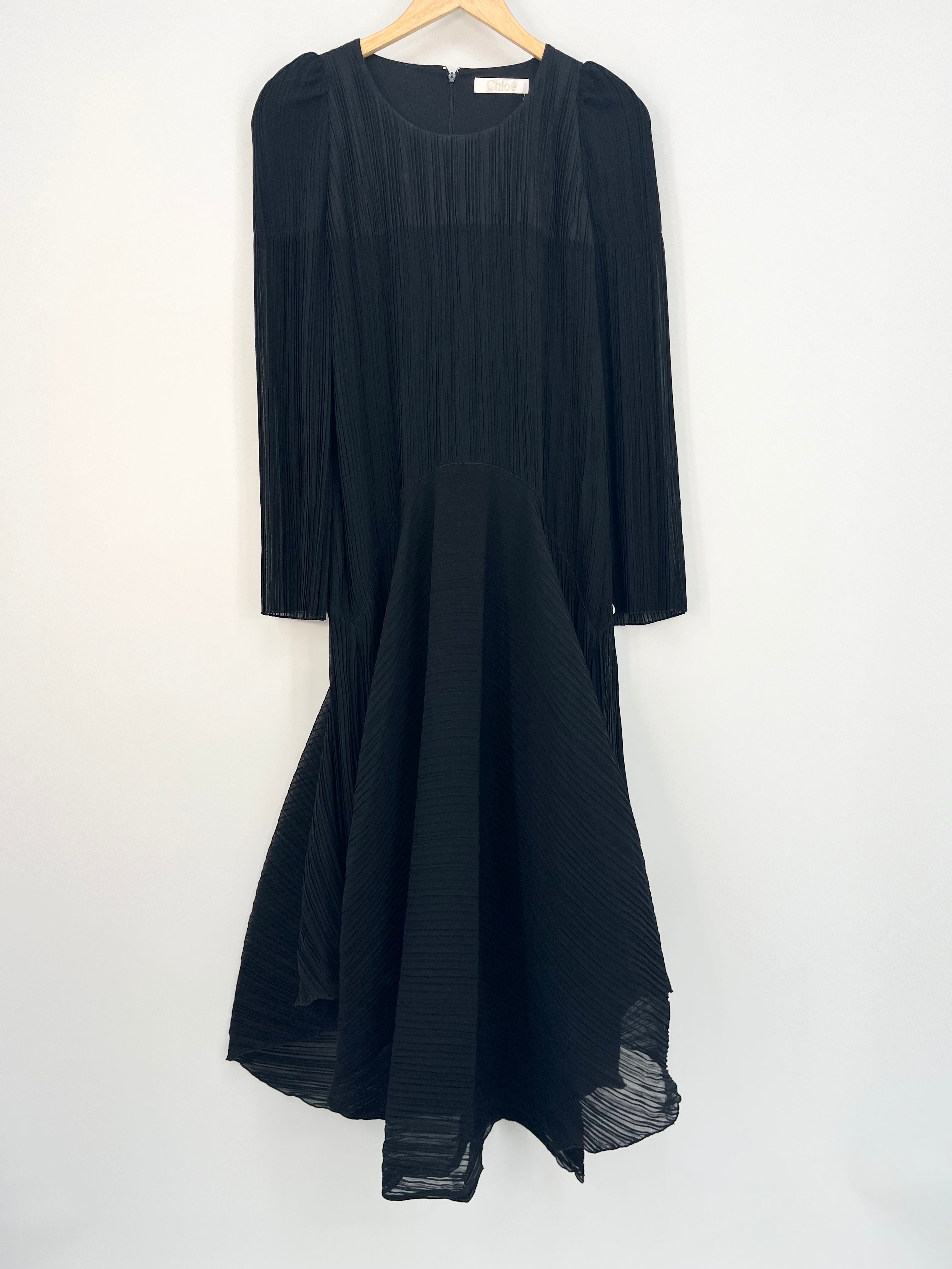 Chloé - Robe noire plissée 100% coton T.2