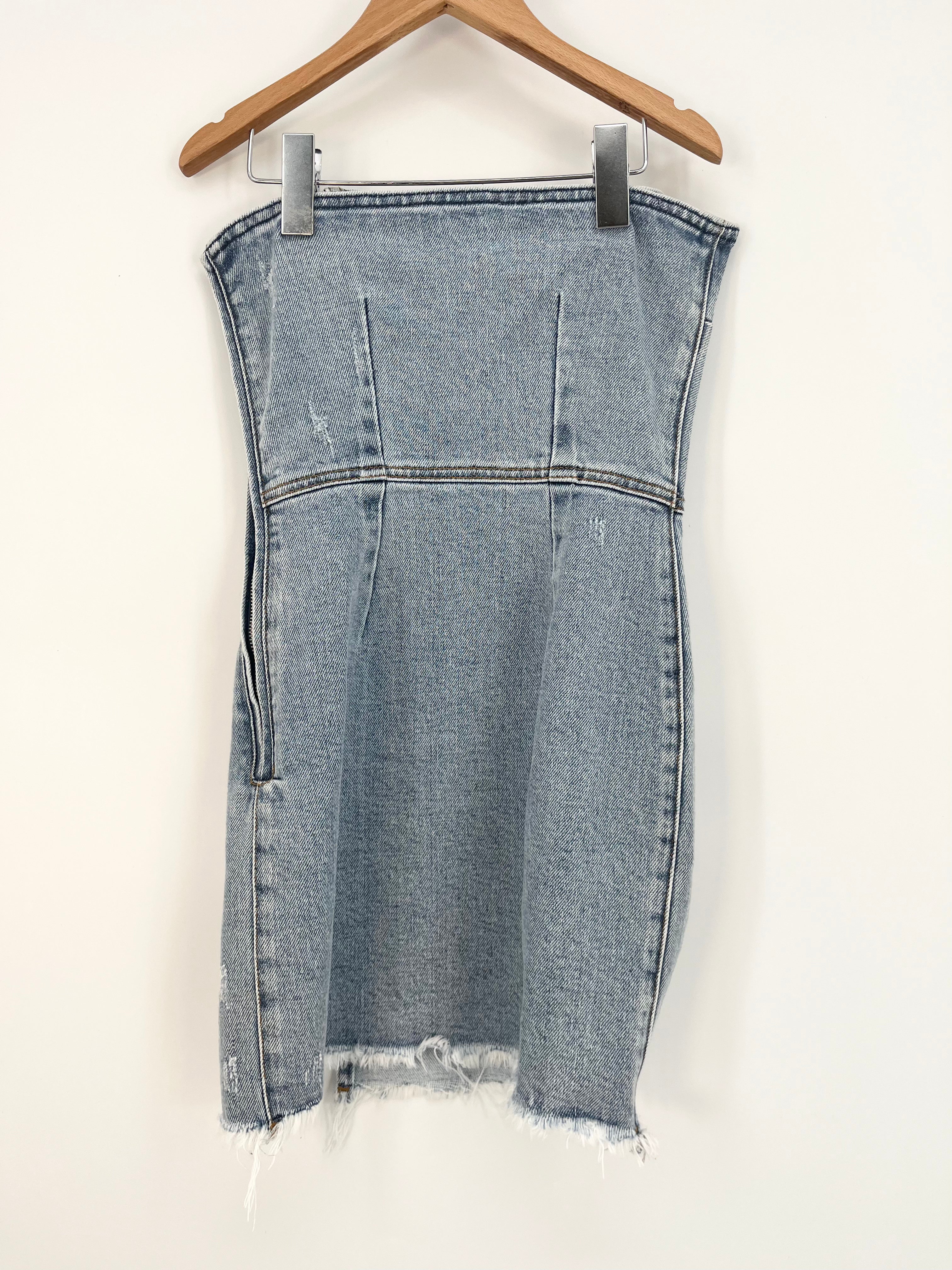 Ser.o.ya - Robe jean bleu moulante bustier T.XS