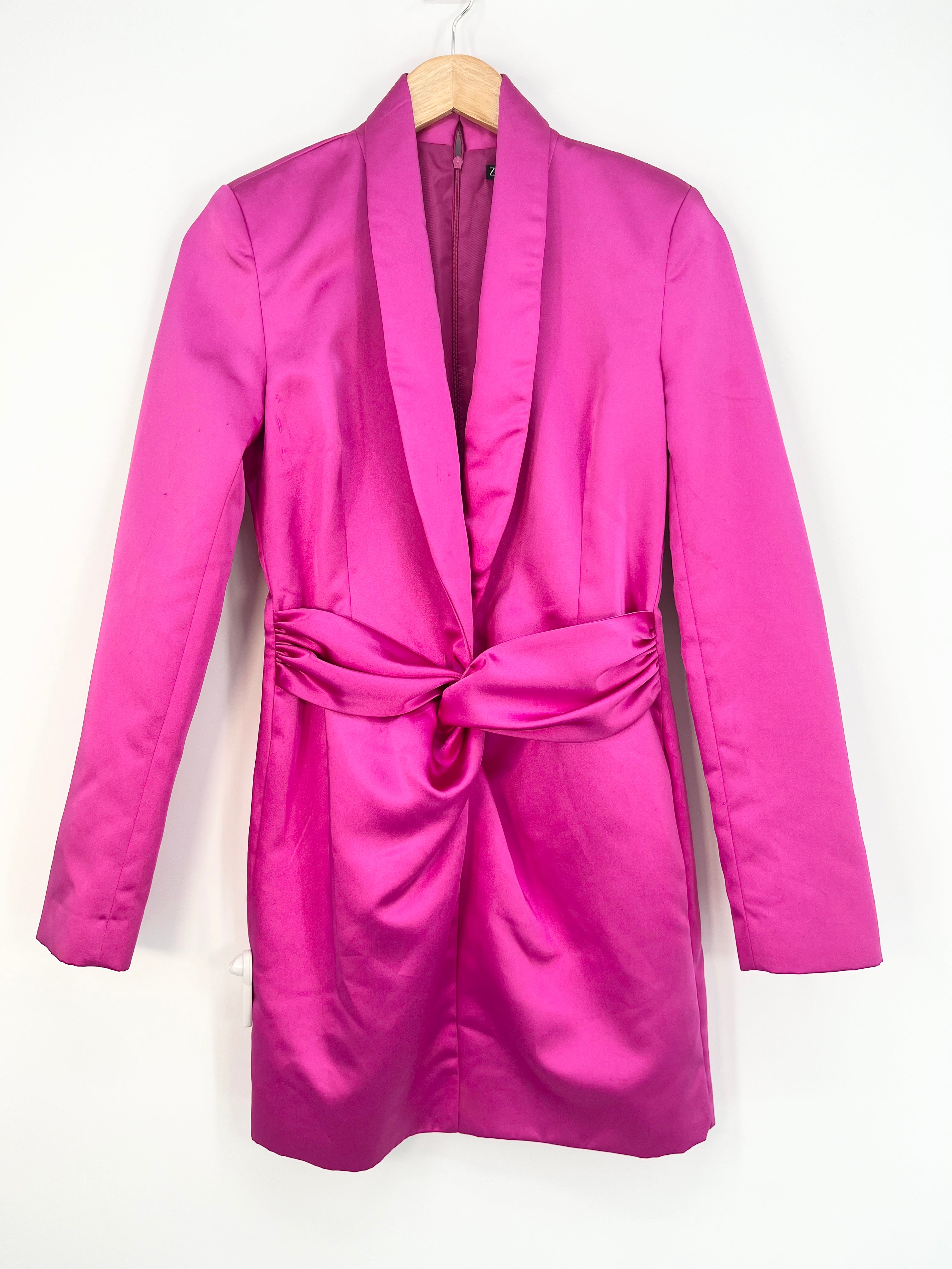 Zara - Robe satinée rose fuschia T.S