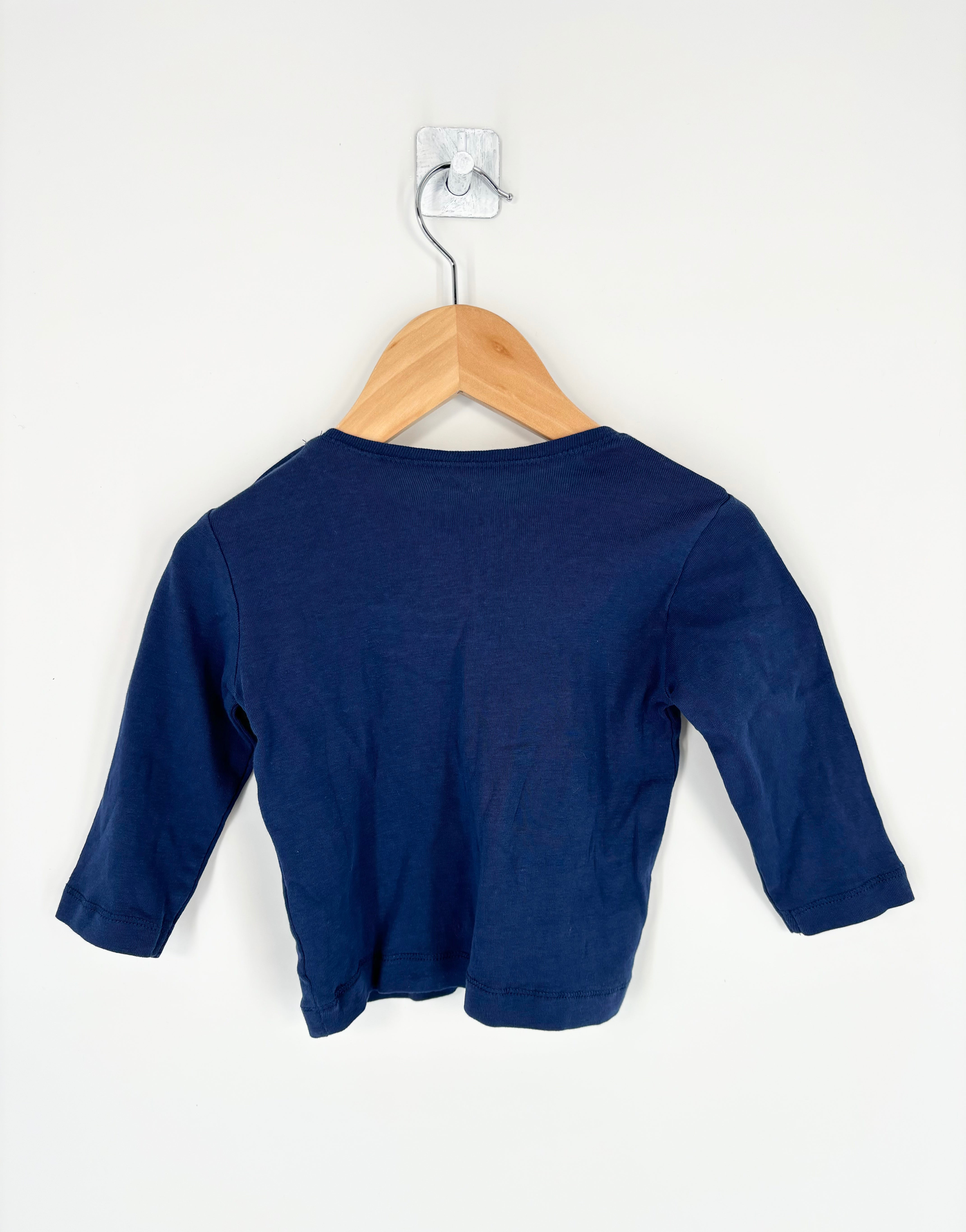 Zara - T-shirt bleu marine ML T.9/12 mois