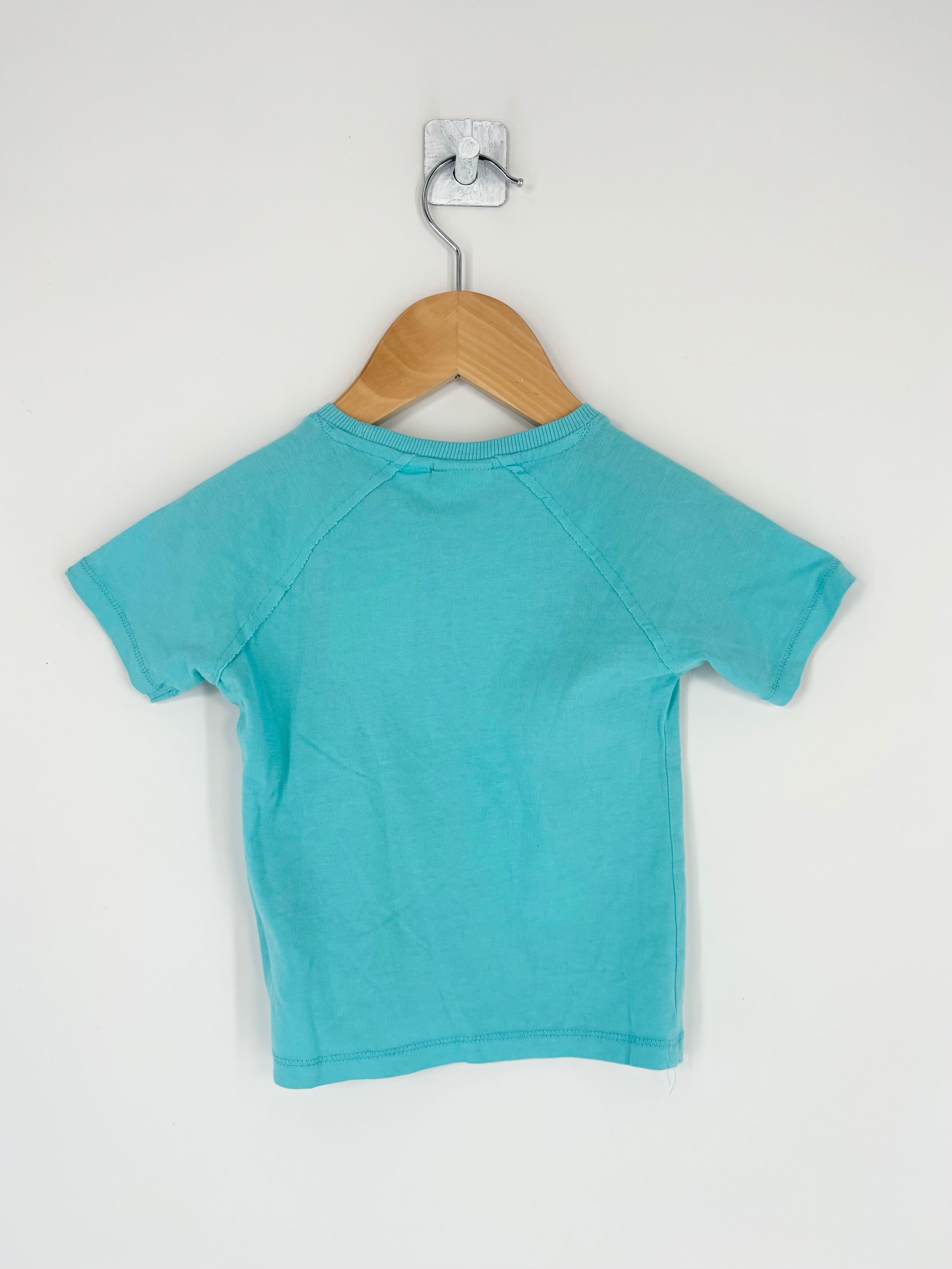 Zara - T-shirt bleu cool citron T.9/12 mois