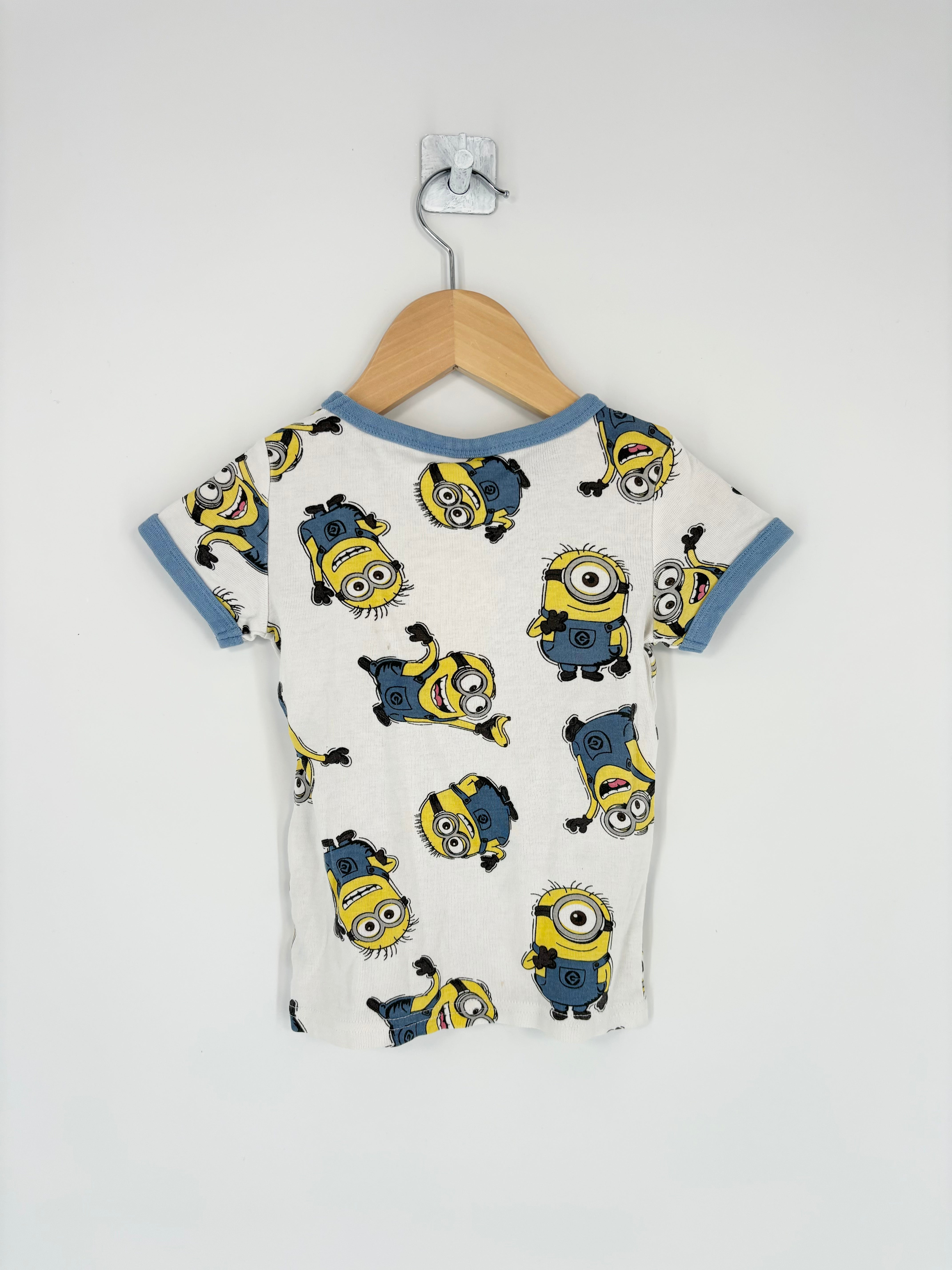 H&M - T-shirt blanc minion MC T.1/2 ans