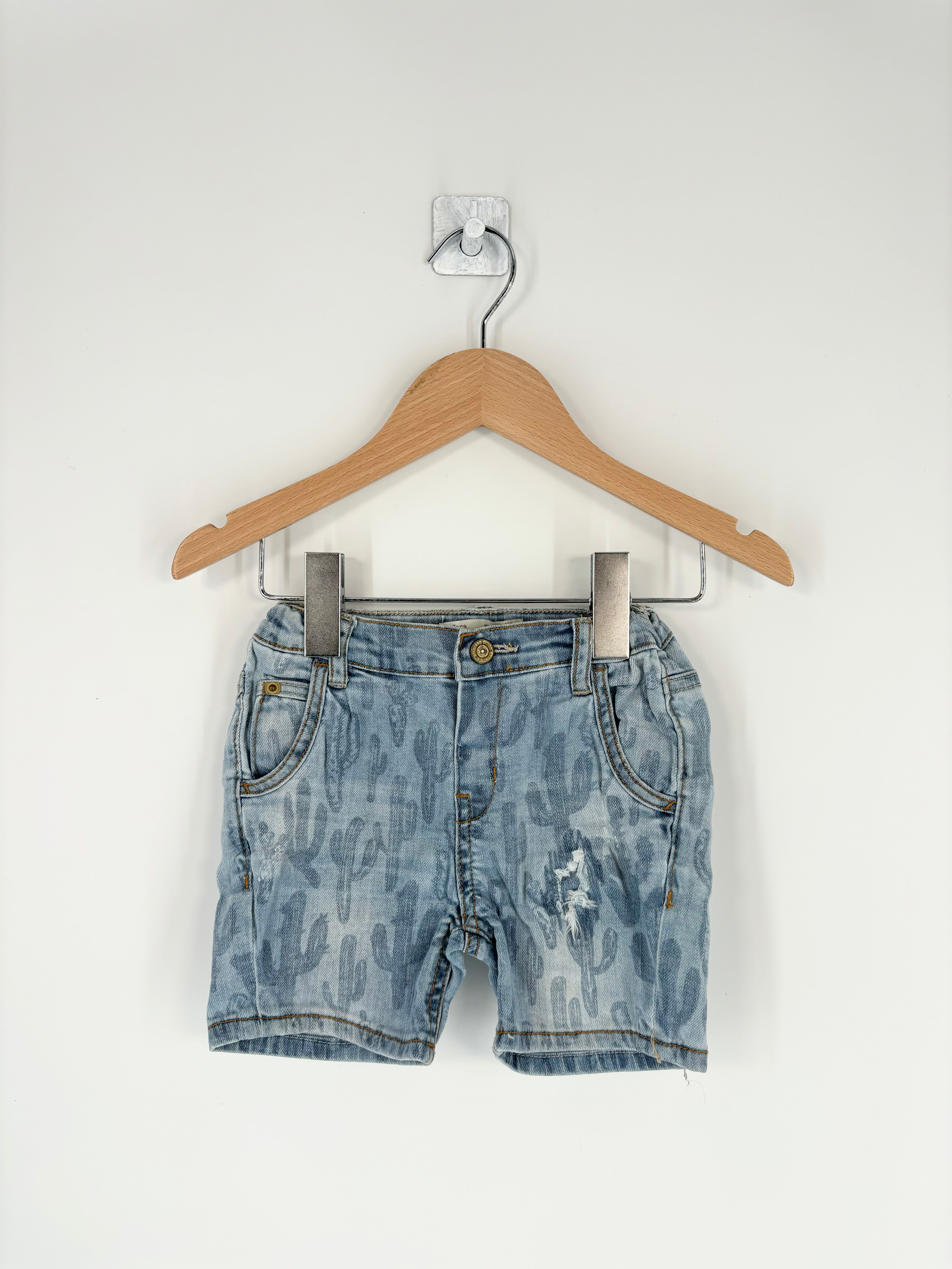 Zara - Short en jean bleu cactus T.9/12 mois