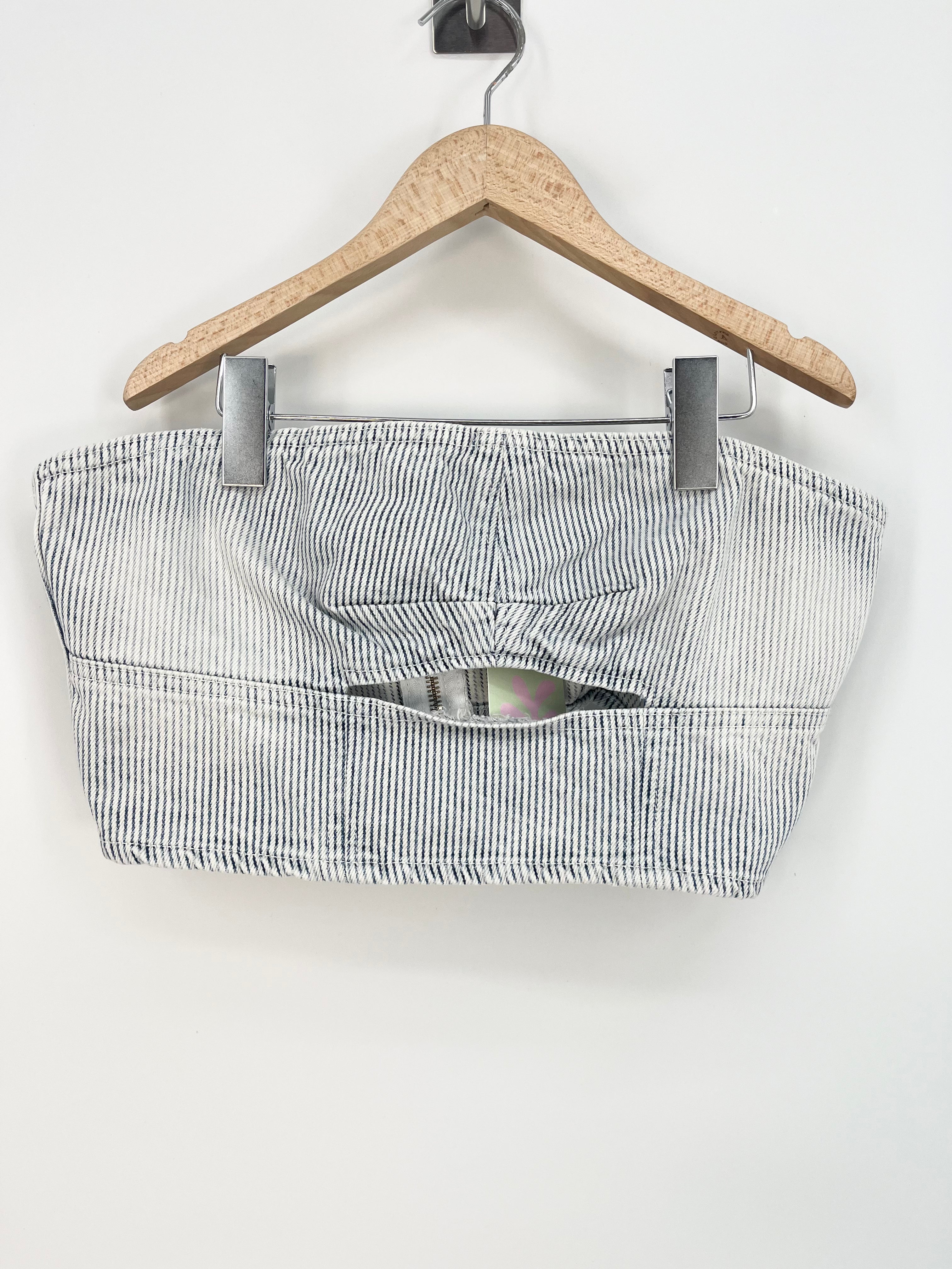 Bershka - Top bustier jean rayé bleu et blanc T.M