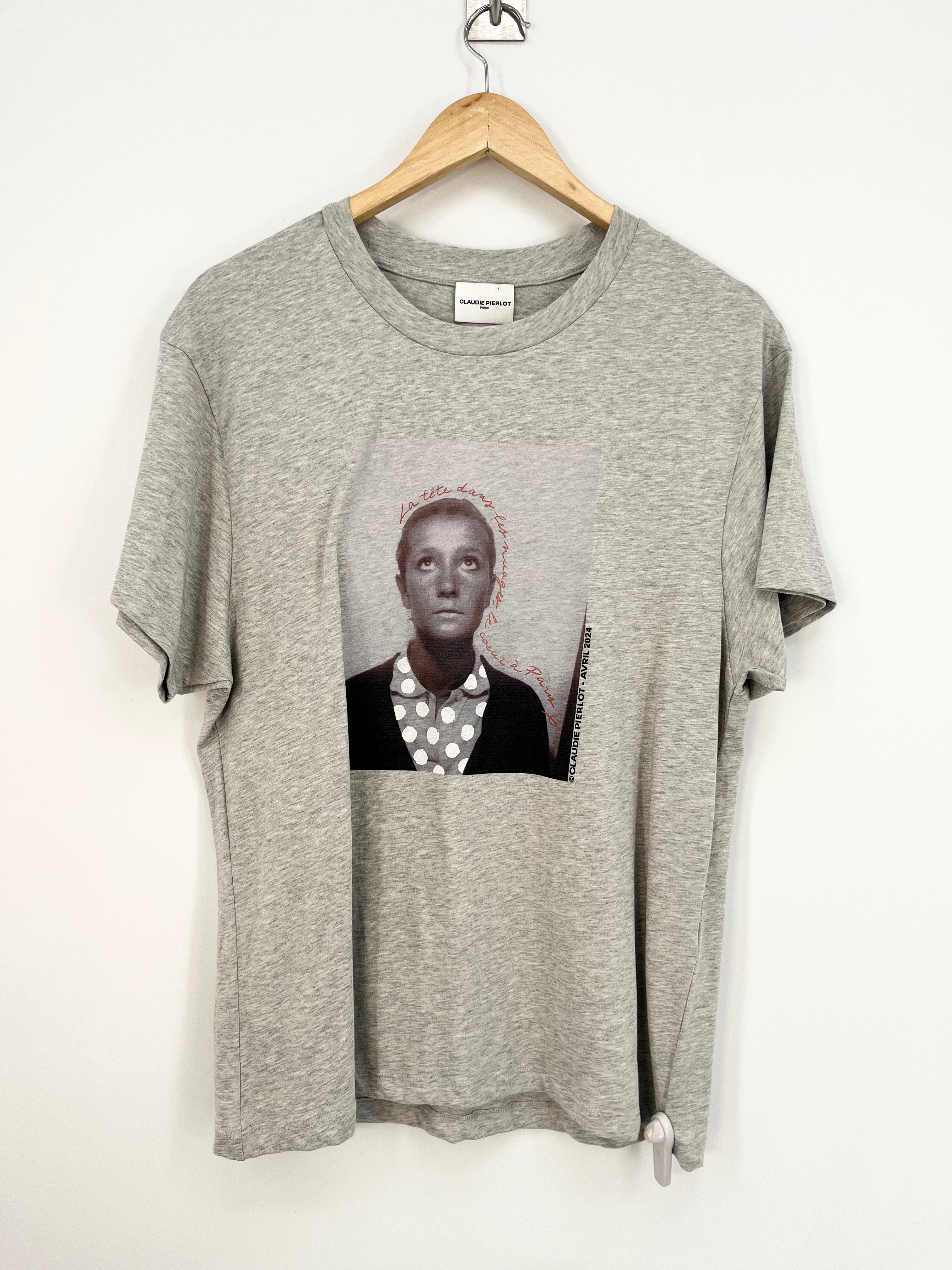 Claudie Pierlot - T-shirt gris 100% coton T.L