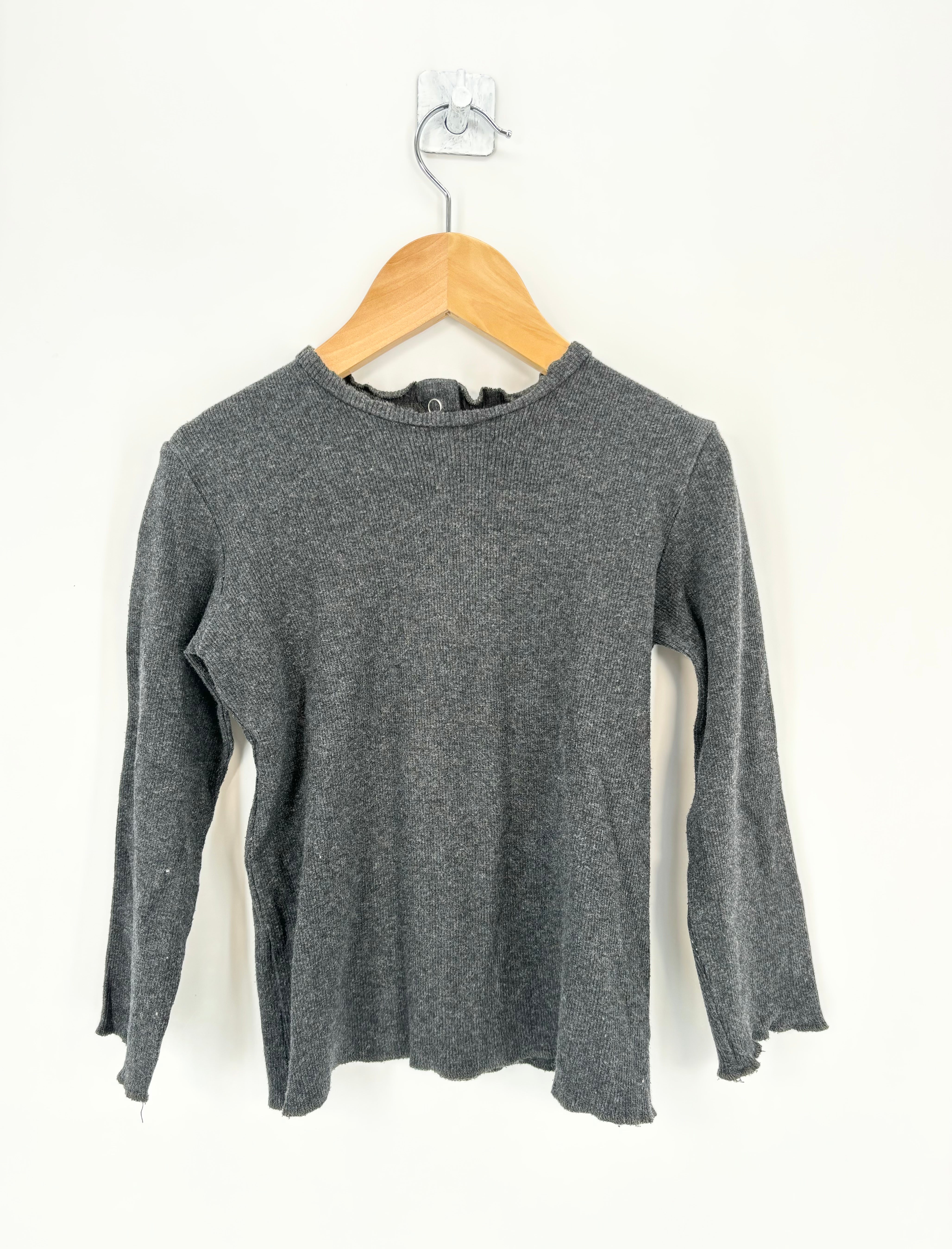 Zara - T-shirt ML anthracite bouton dos T.3/4 ans