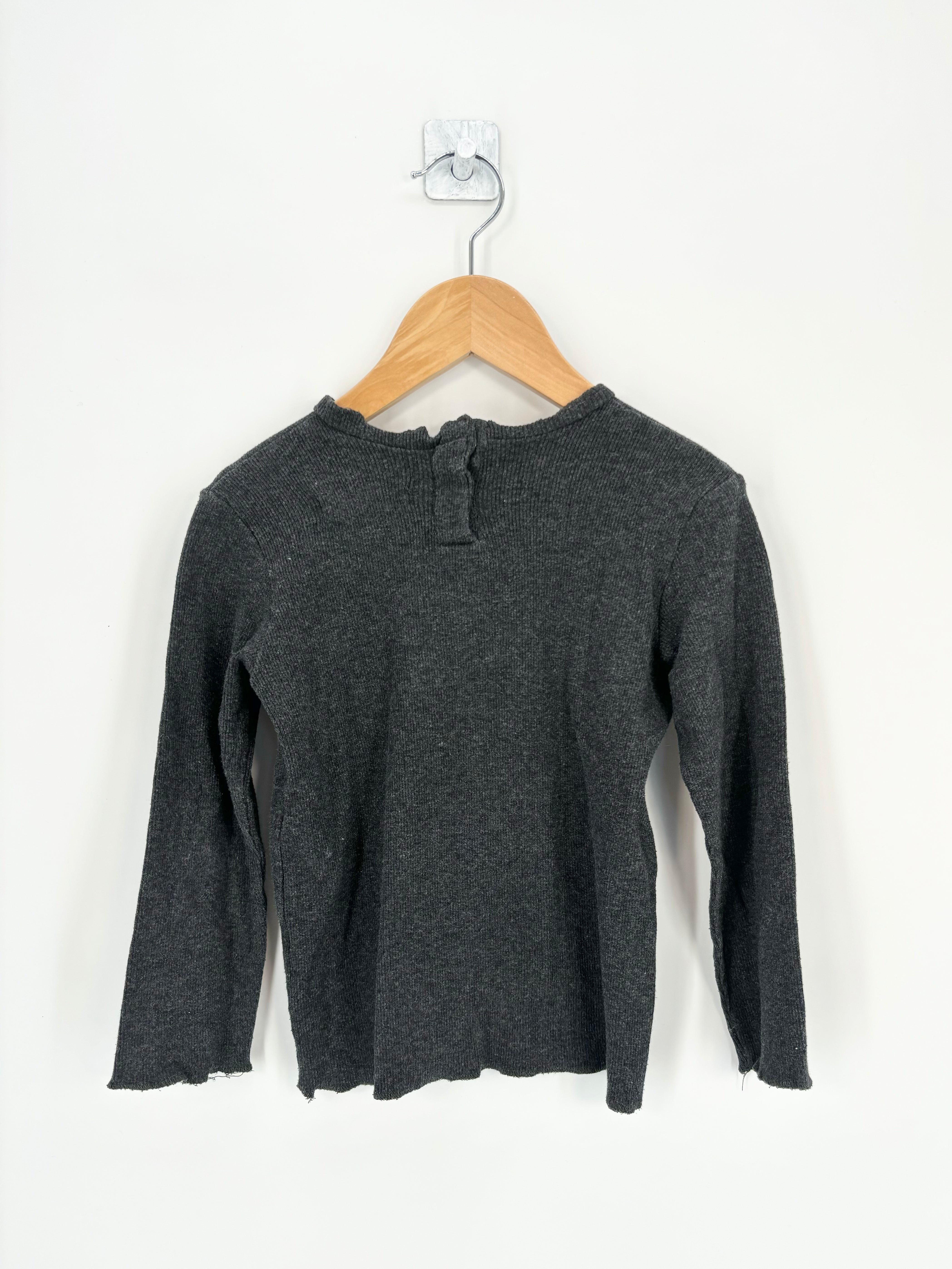 Zara - T-shirt ML anthracite bouton dos T.3/4 ans