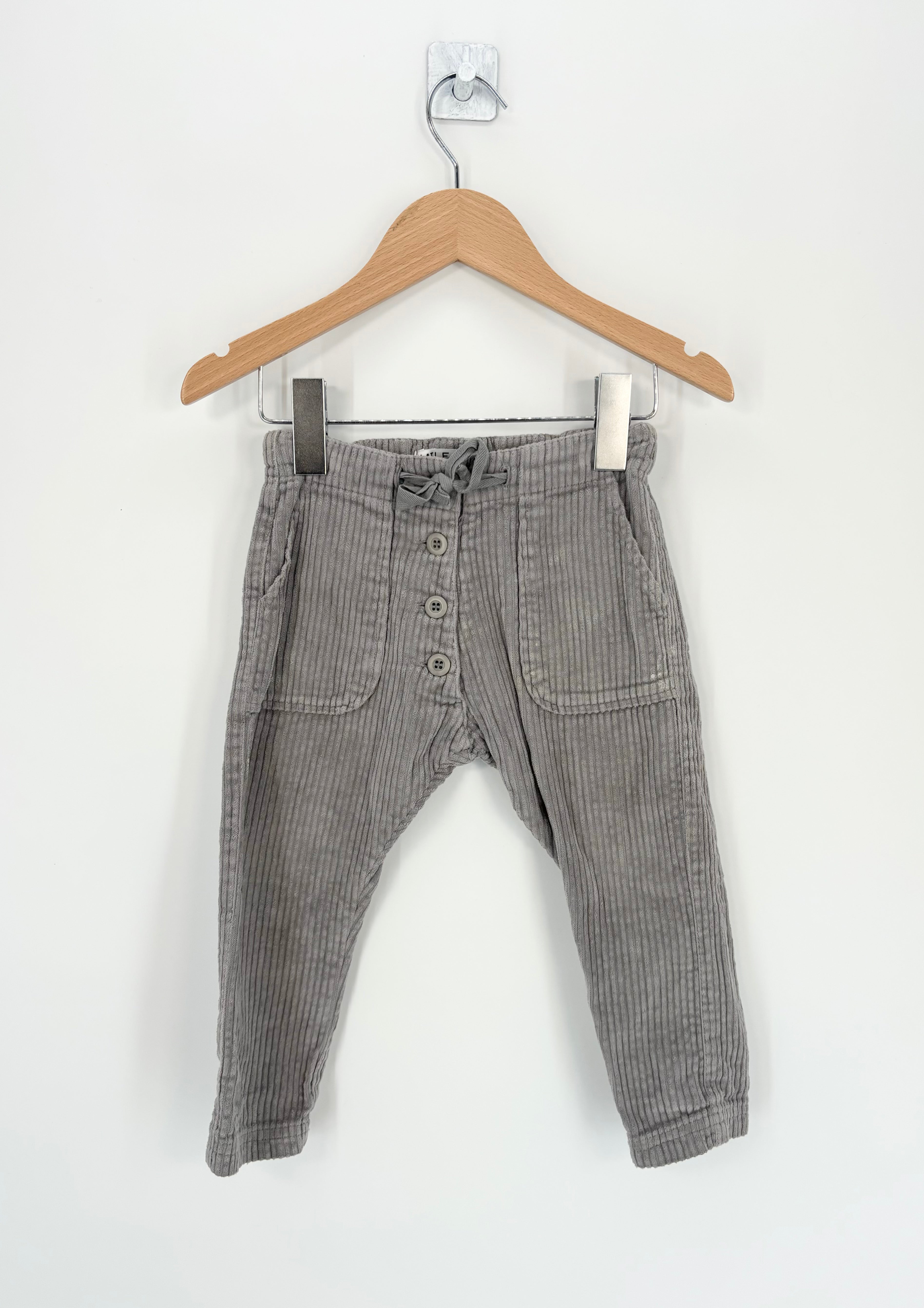 Emilie & Aida - Pantalon velours côtelé gris T.2 ans