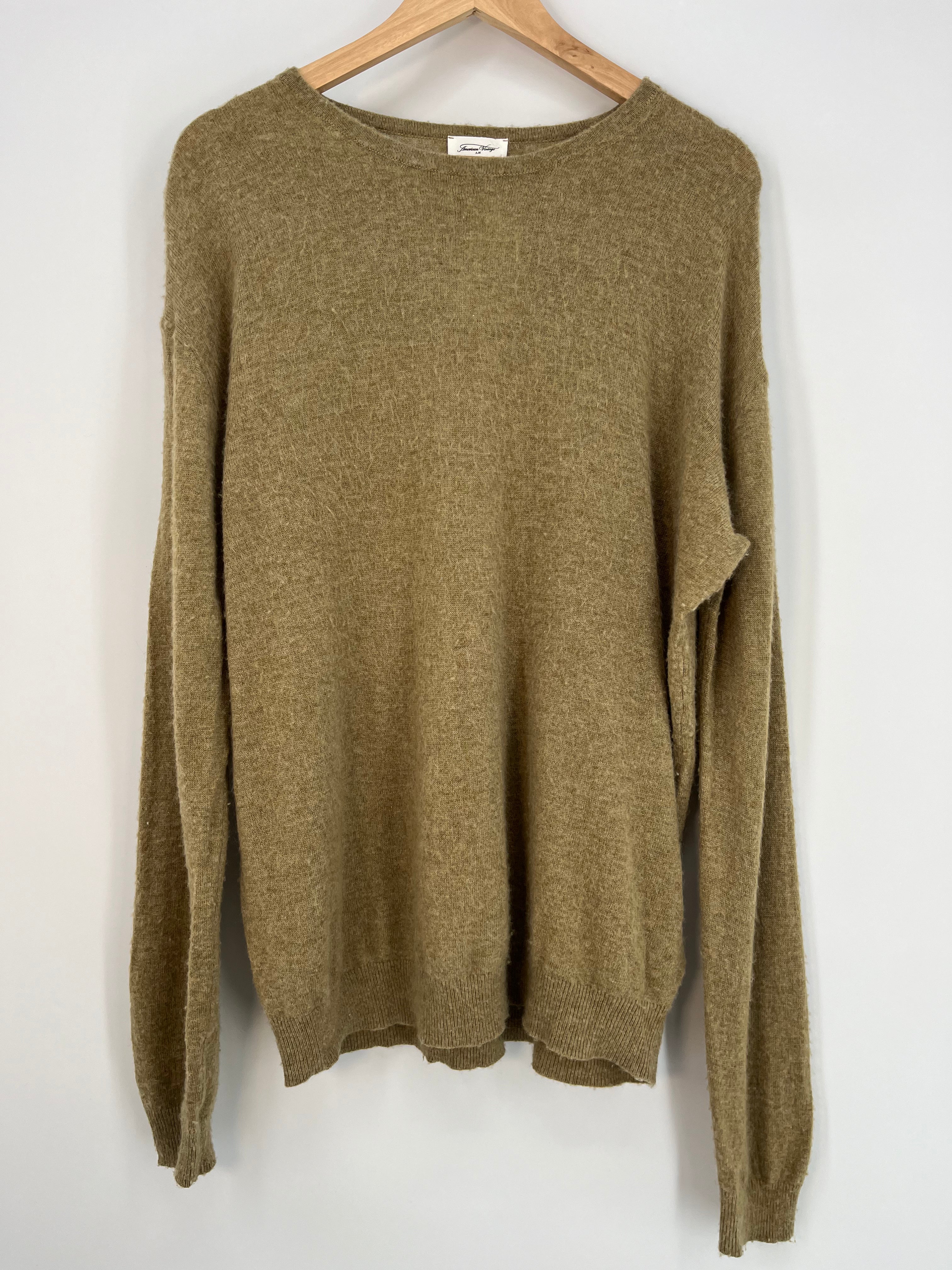 American Vintage - Pull vert 80% laine et 20% soie T.XL