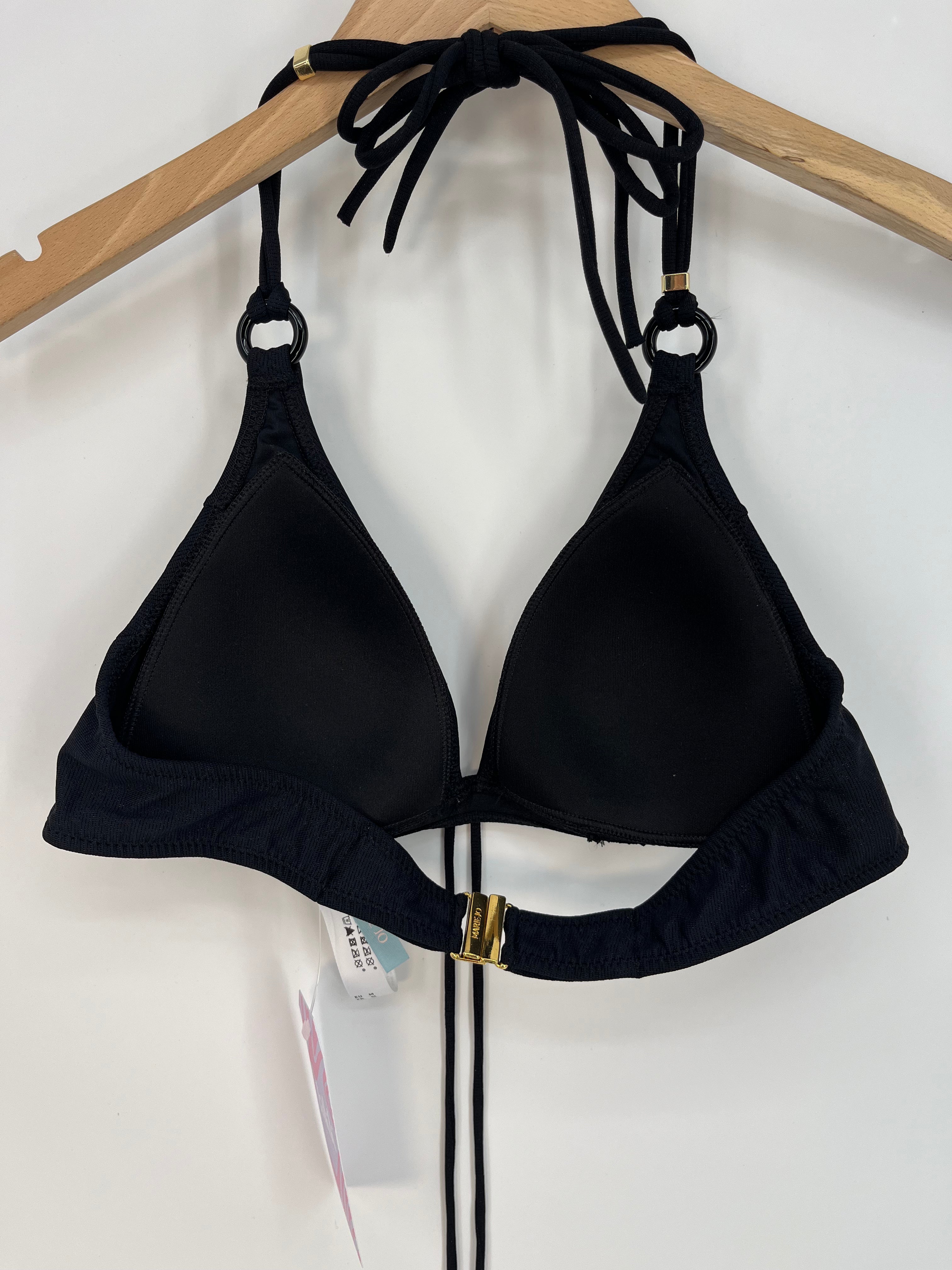 Marie Jo - Bikini triangle haut bas pailleté noir anneau T.M