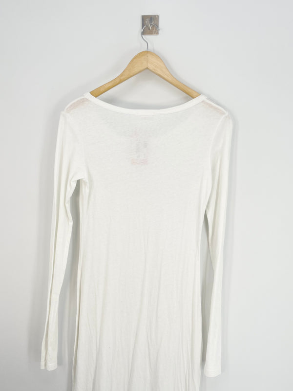American Vintage - Robe blanche longue ML ultra fin coton T.M
