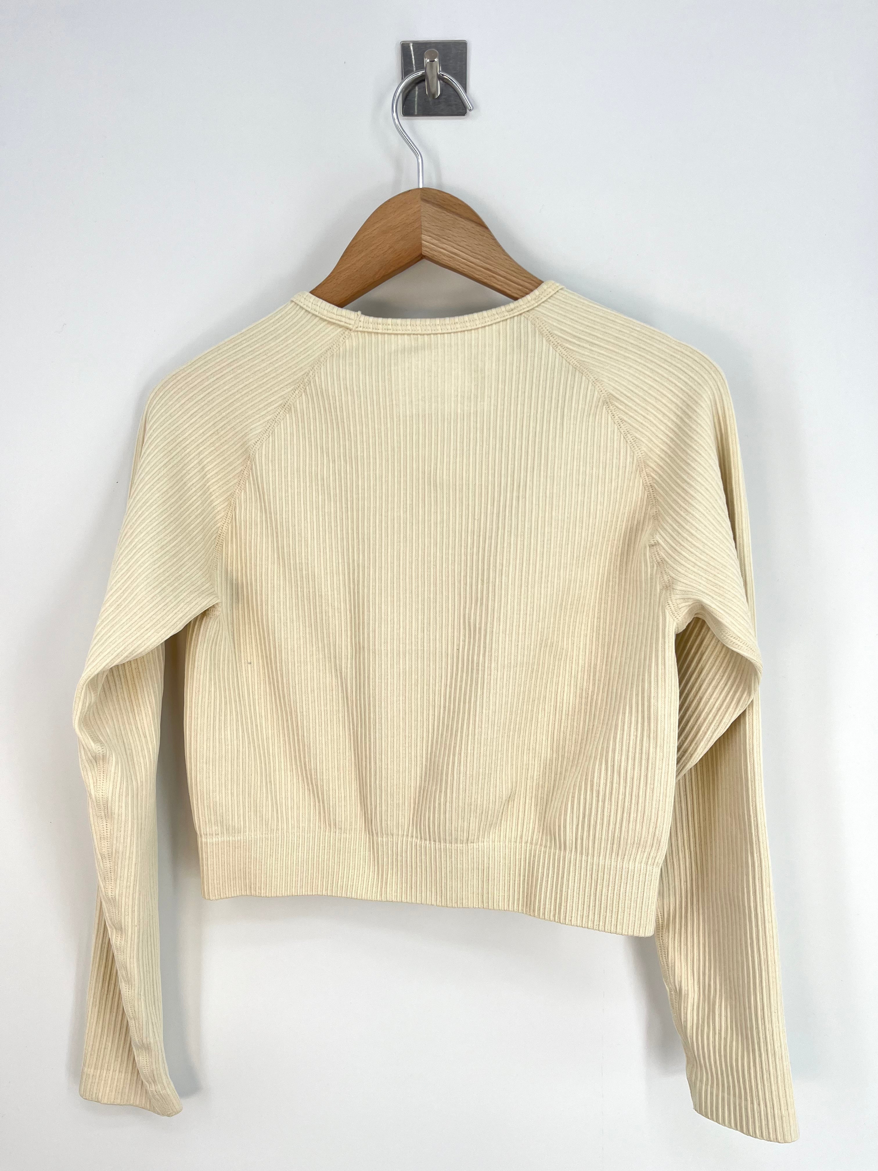 Mango - Top de sport ML beige côtelé T.M