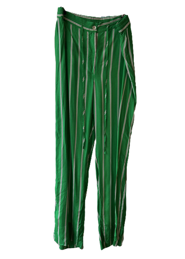 H&M - Pantalon fluide vert à rayures T.46