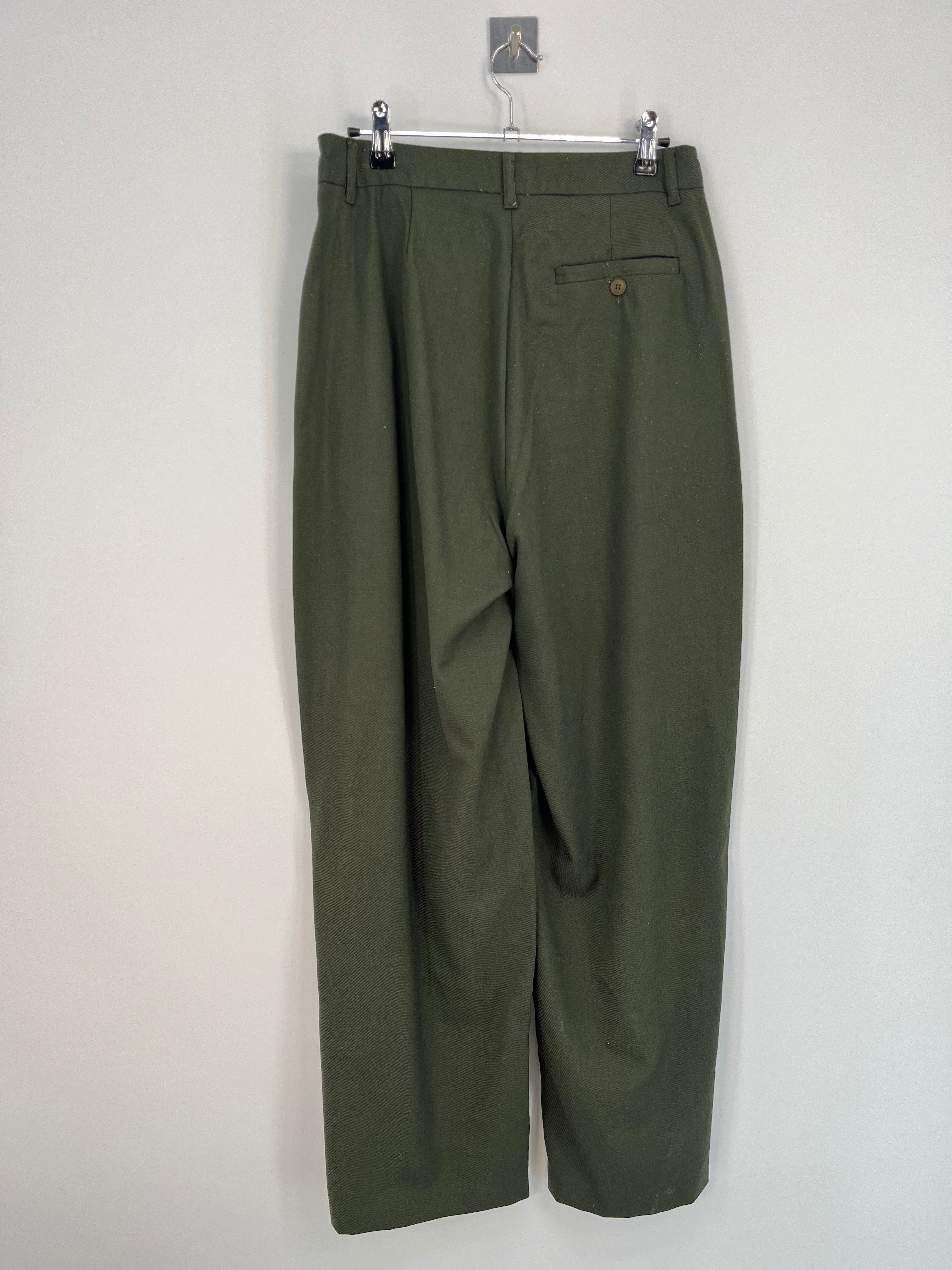 American Vintage - Pantalon droit vert sapin 100% laine T.M