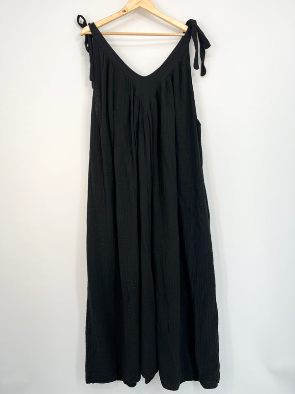 Pretty Wire - Robe noire longue gaze de coton neuf T.U