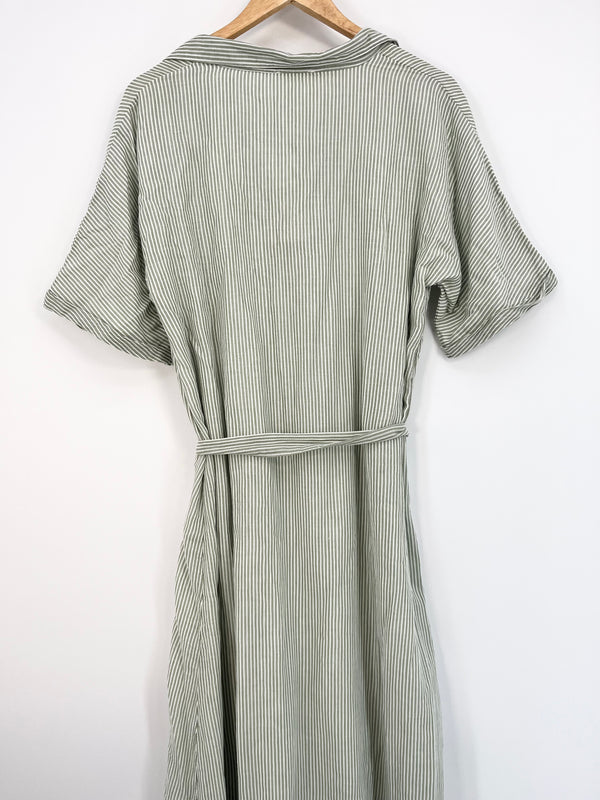 Maison 123 - Robe blouse verte rayée 100% coton neuf T.M