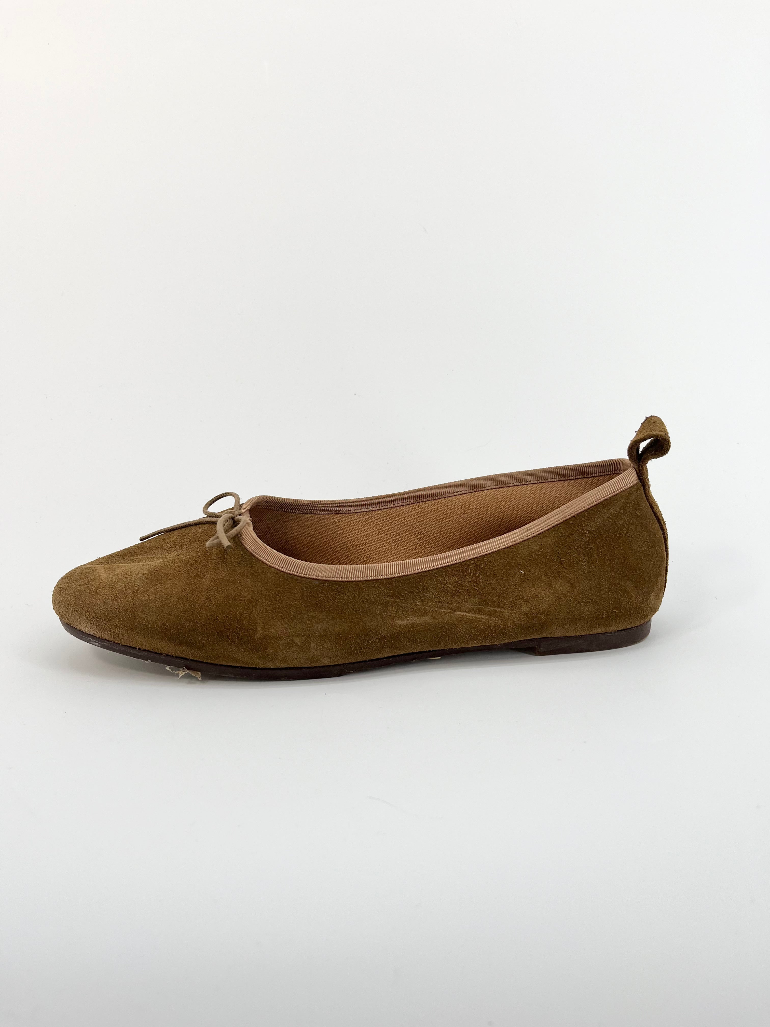 Rivecour - Ballerines taupe en cuir suede T.38