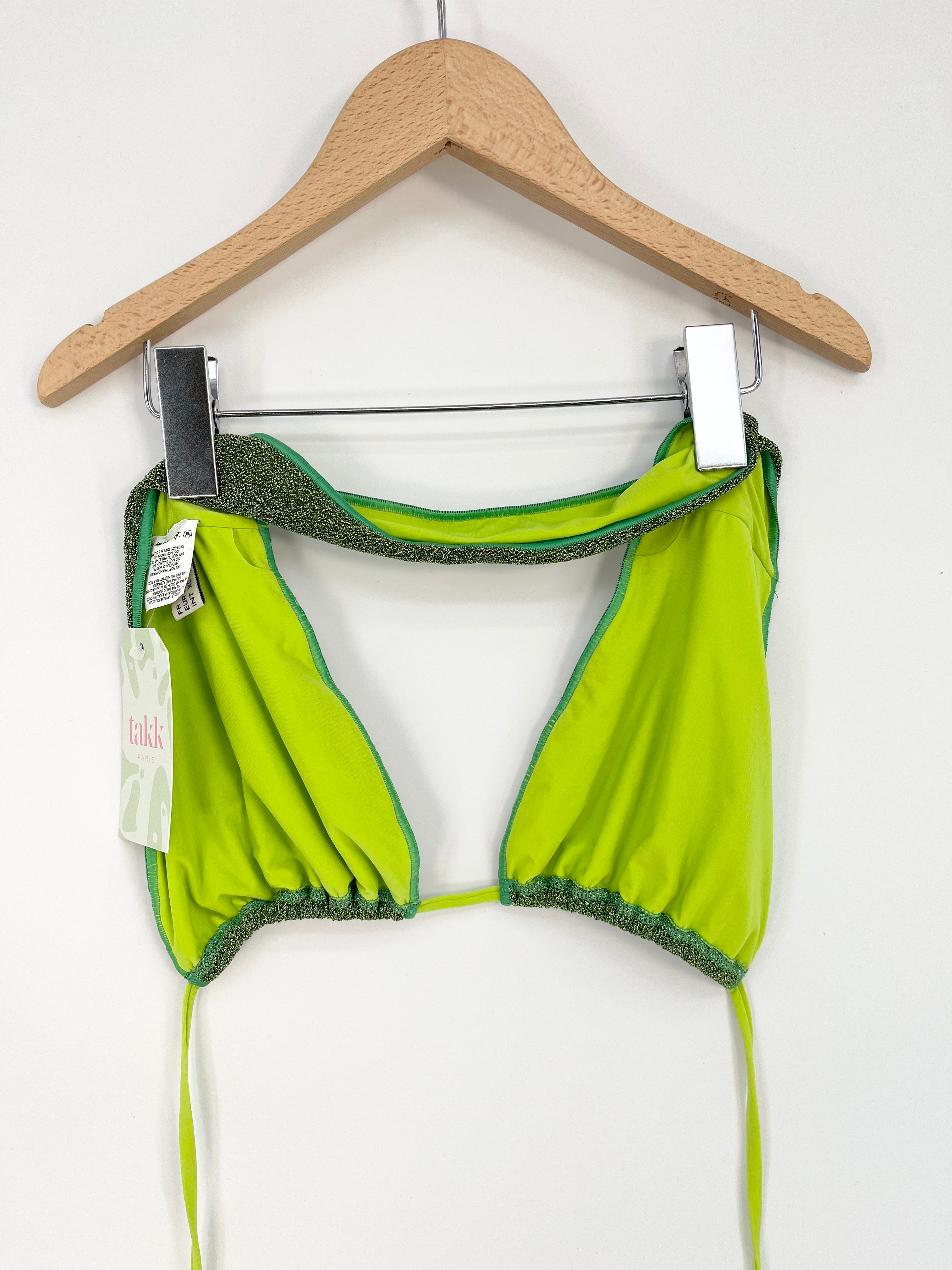 Blusha - Haut de bikini vert bandeau pailleté T.40