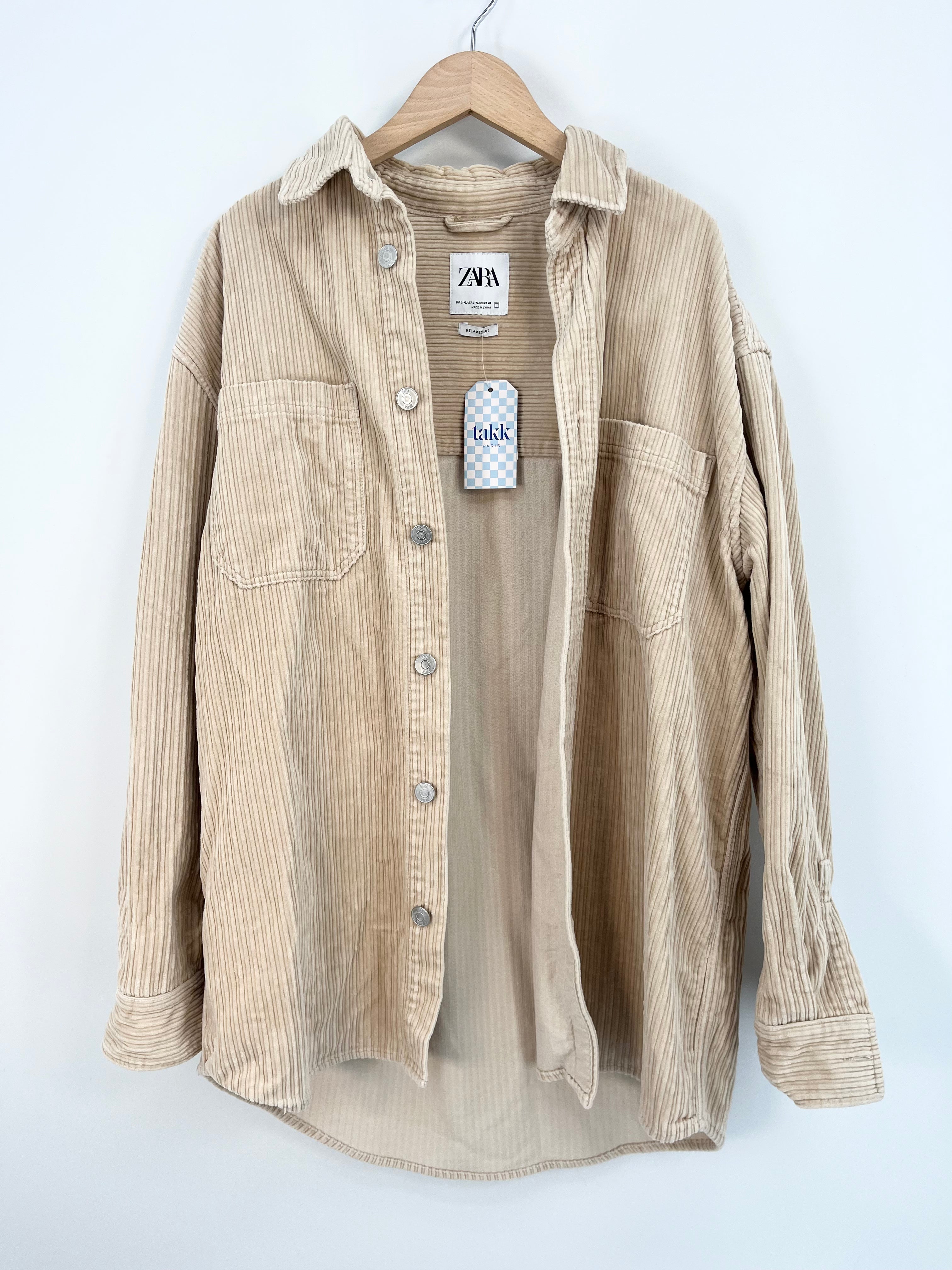 Zara - Surchemise velours côtelé beige T.L/XL