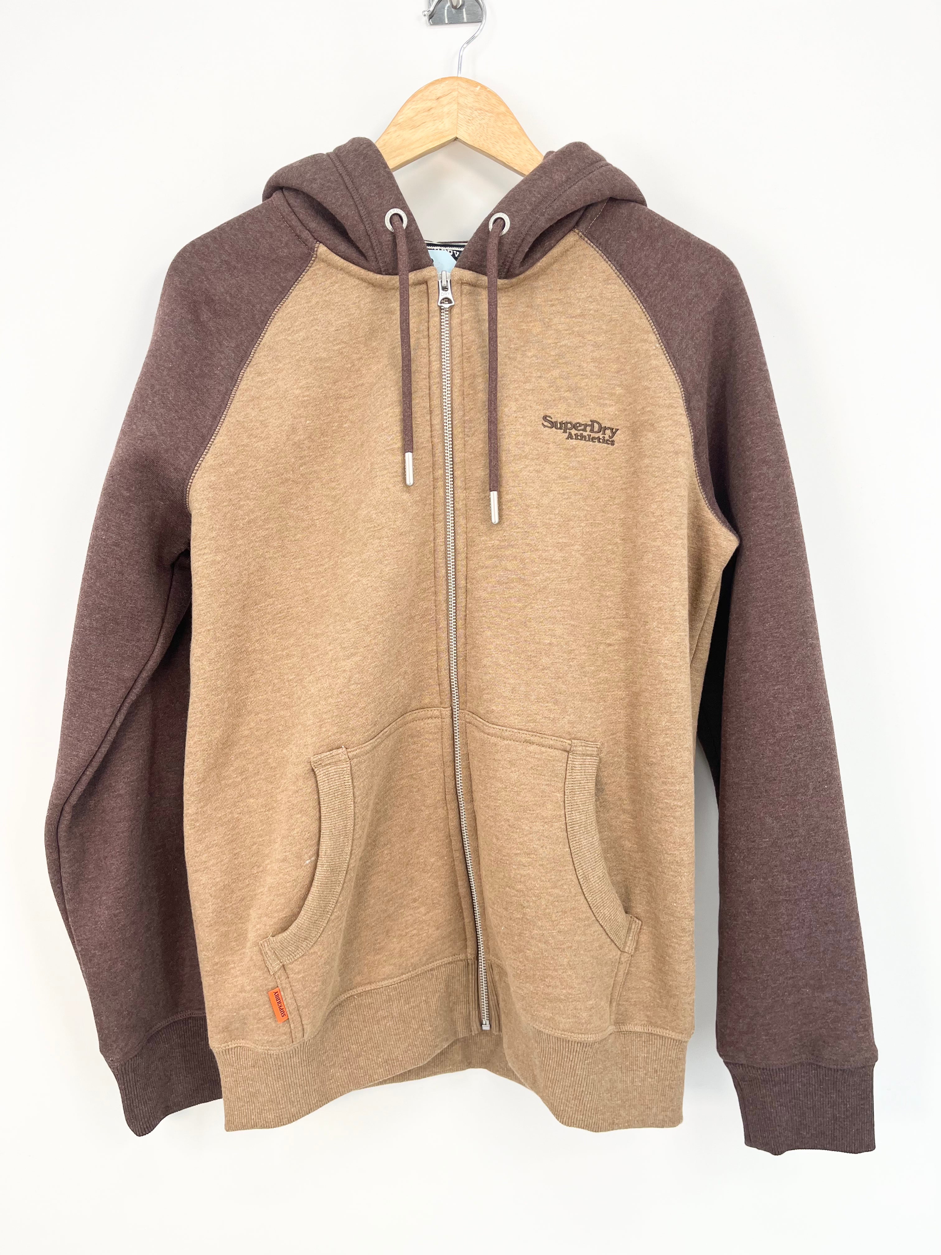 Superdry - Sweat zip marron à capuche neuf T.L