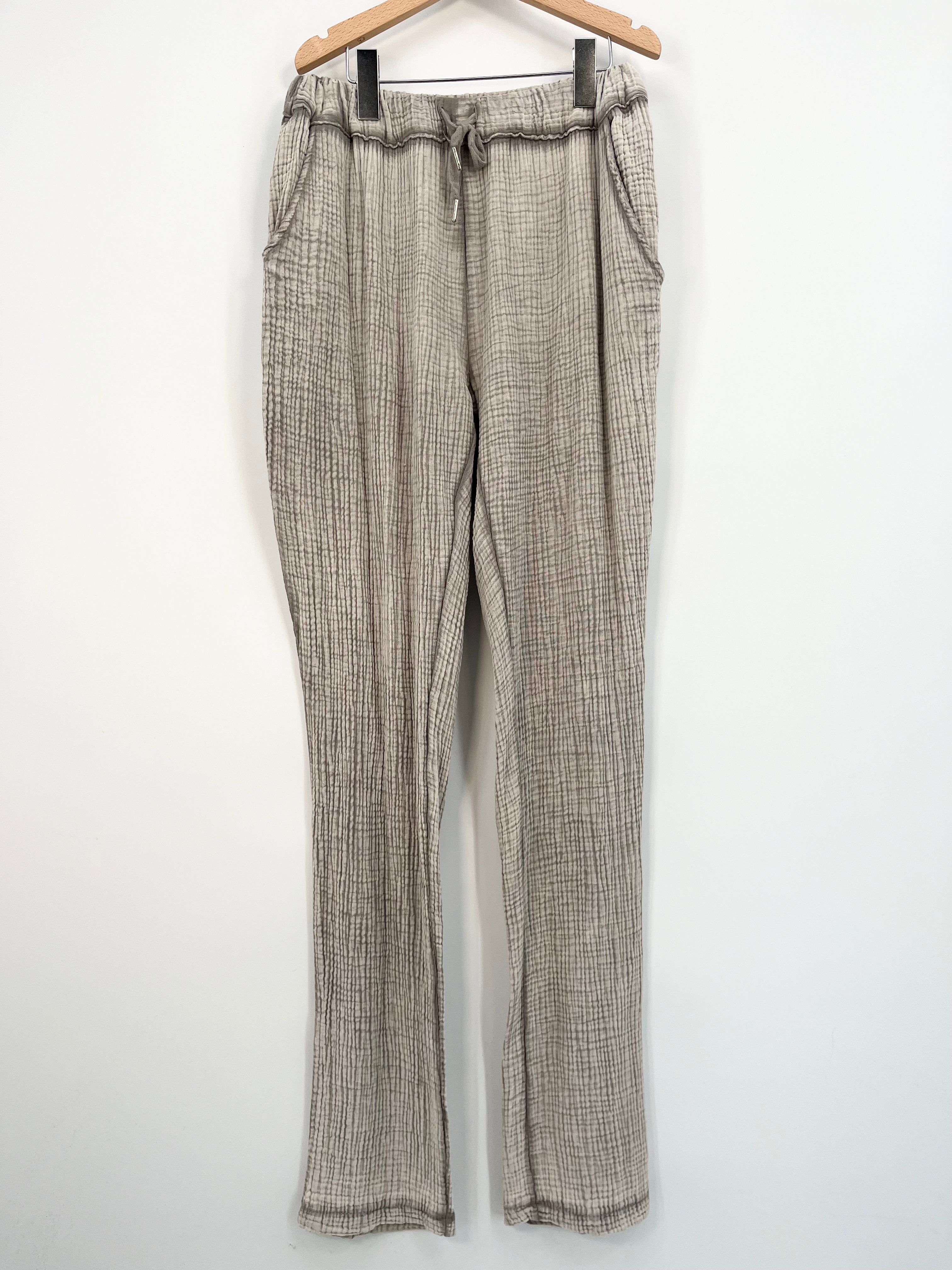 Neuum - Pantalon gaze de coton gris délavé 100% coton léger T.S